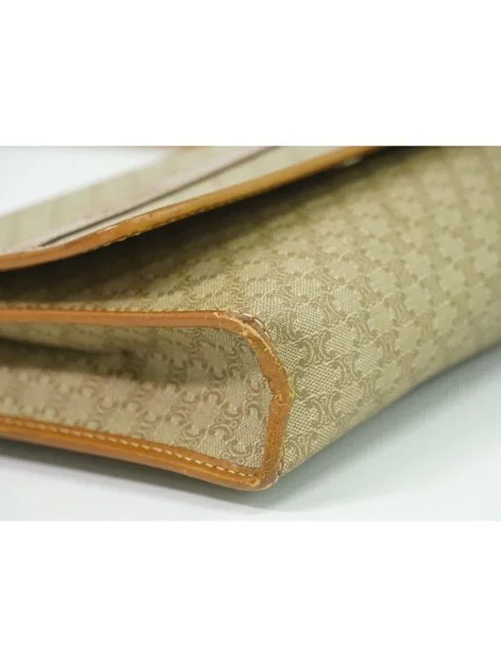 Celine Macadam 2-Way Shoulder Bag Clutch Pochette Beige - Picture 7 of 9